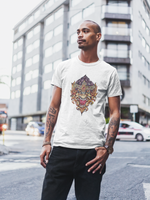 Load image into Gallery viewer, DAWN White T-shirt with Monkey God Print City View
