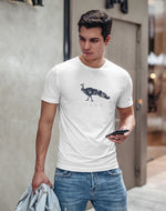 Load image into Gallery viewer, DAWN Peacock White T-shirt Design with Floral Front View
