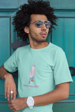 Load image into Gallery viewer, DAWN Peacock T-shirt Tiffany Blue Color
